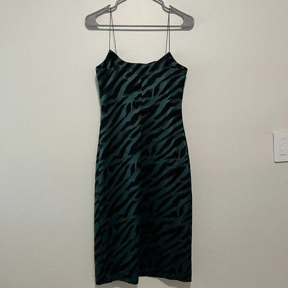 Bec & Bridge Discotheque Green Black Zebra Print Midi Spaghetti Strap Dress 6 - Picture 8 of 10